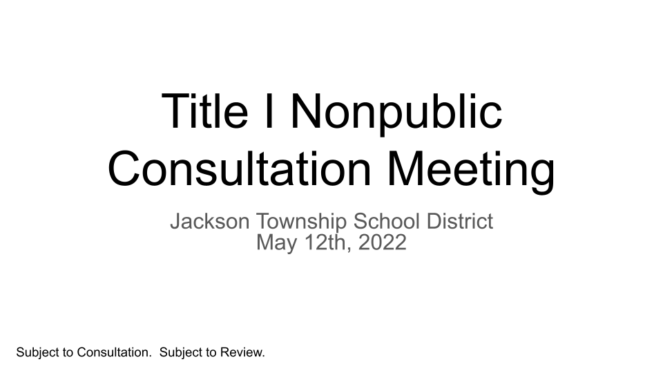  non public consultation first slide of presentation